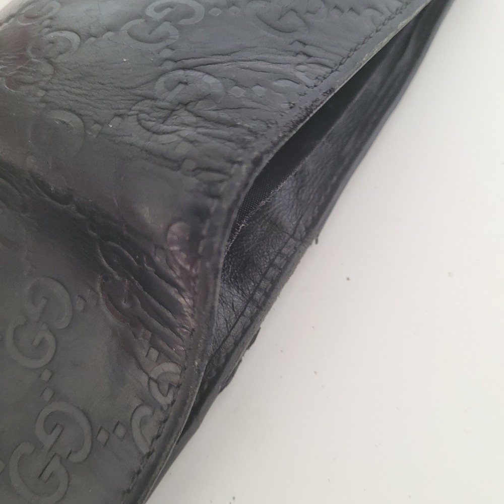 Gucci Guccissima Bifold Wallet Black GG Monogram Leather Coin Pocket Italy Mens - Picture 8 of 12